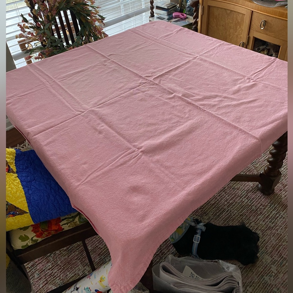 Pink Cotton Table Cloth.  In excellent condition.  Size 48 inches square.
